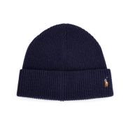 Geborduurde wollen muts met voorste vouw Polo Ralph Lauren , Blue , He...