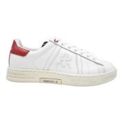 Platte Leren Schoenen Wit Rood Premiata , White , Dames