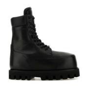 Stijlvolle zwarte leren enkellaarzen Alexander McQueen , Black , Heren