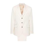 Gestructureerde Witte Blazer en Broek Set Brunello Cucinelli , White ,...