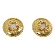 Pre-owned Metal earrings Chanel Vintage , Yellow , Dames