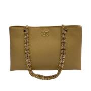 Pre-owned Leather chanel-bags Chanel Vintage , Beige , Dames