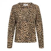 Dieren Jacquard Top met V-hals &Co Woman , Black , Dames