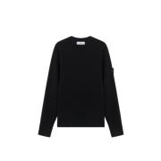 Zwarte Wol Crewneck Sweater Stone Island , Black , Heren