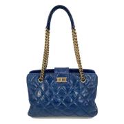 Pre-owned Leather chanel-bags Chanel Vintage , Blue , Dames