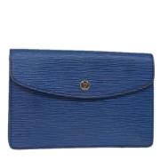 Pre-owned Leather clutches Louis Vuitton Vintage , Blue , Dames