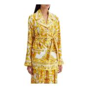 Maiolica Print Zijden Blouse Shirt Dolce & Gabbana , Multicolor , Dame...