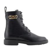 Zwarte leren veterschoenen Zijrits Rubberen zool Emporio Armani , Blac...