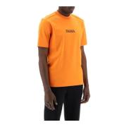 Katoenen Crewneck T-shirt met Logo Print Ermenegildo Zegna , Orange , ...