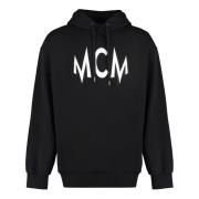 Intarsia Katoenen Hoodie met Geribde Manchetten MCM , Black , Heren