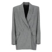 Grijze double-breasted blazer met strass-details Pinko , Gray , Dames