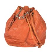 Pre-owned Leather chanel-bags Chanel Vintage , Orange , Dames