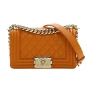 Pre-owned Leather chanel-bags Chanel Vintage , Orange , Dames