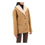 Shearling Tatoosh Coat met Oversized Fit Blazé Milano , Beige , Dames