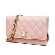 Pre-owned Leather wallets Chanel Vintage , Pink , Dames