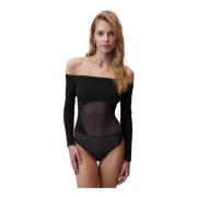 Black Bombshell Bodysuit with Open Shoulders Undress Code , Black , Da...