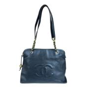 Pre-owned Leather shoulder-bags Chanel Vintage , Blue , Dames