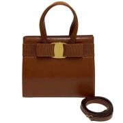 Pre-owned Leather shoulder-bags Salvatore Ferragamo Pre-owned , Brown ...