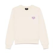 Geborduurd Logo Crew Neck Sweatshirt A.p.c. , Beige , Dames