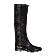 Leren laarzen met lak effect Sergio Rossi , Black , Dames