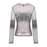 Zwarte Mesh Top voor Vrouwen Ermanno Scervino , Gray , Dames