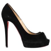 Pre-owned Suede heels Christian Louboutin Pre-owned , Black , Dames