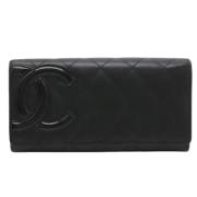 Pre-owned Leather wallets Chanel Vintage , Black , Dames