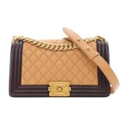 Pre-owned Leather chanel-bags Chanel Vintage , Brown , Dames