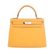 Pre-owned Leather handbags Hermès Vintage , Yellow , Dames