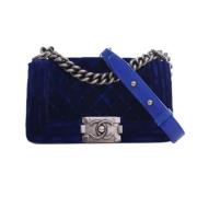 Pre-owned Velvet chanel-bags Chanel Vintage , Blue , Dames