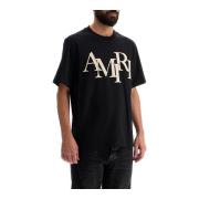 Staggered Logo Crew Neck T-shirt Amiri , Black , Heren