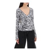 Zebra Print Sequin Longsleeve T-shirt Rotate Birger Christensen , Mult...