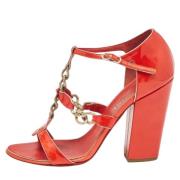 Pre-owned Leather sandals Chanel Vintage , Red , Dames