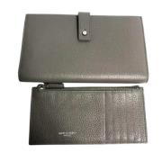 Pre-owned Leather wallets Yves Saint Laurent Vintage , Gray , Dames