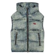 Blauwe mouwloze gewatteerde bodywarmer met capuchon Diesel , Blue , He...