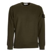 Mos Geborsteld Katoen Fleece Sweatshirt Stone Island , Green , Heren