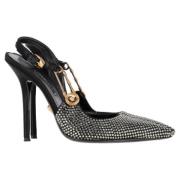 Pre-owned Leather heels Versace Pre-owned , Black , Dames