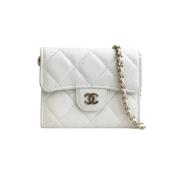 Pre-owned Leather wallets Chanel Vintage , White , Dames