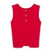 Rode Gebreide Top met Ovaal Detail Twinset , Red , Dames