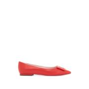 Iconische RV gesp leren ballerina flats Roger Vivier , Red , Dames