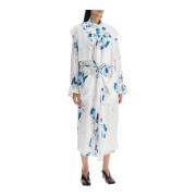 Gedrukte Cape Stofjas Jurk Duster Lemaire , White , Dames