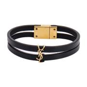 Elegant Zwart Leren Armband - Aw23 Saint Laurent , Black , Dames