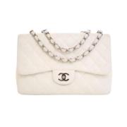 Pre-owned Leather handbags Chanel Vintage , White , Dames