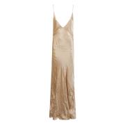 Elegante Robe Jurken Collectie Saint Laurent , Beige , Dames