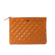 Pre-owned Leather wallets Chanel Vintage , Orange , Dames