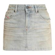 Denim Mini Rok met Metalen Knopen Diesel , Blue , Dames