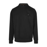 Zwart Crew Neck Sweatshirt Monogram Patch Hugo Boss , Black , Heren