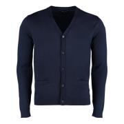 Merino Wol Vest Ribgebreid Roberto Collina , Blue , Heren