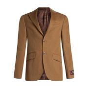 Kameelbruine Cashmere Jas met Logo Etro , Brown , Heren