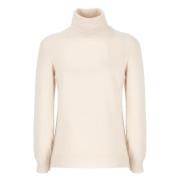 Beige Kasjmier Hoge Hals Trui Kangra , Beige , Dames